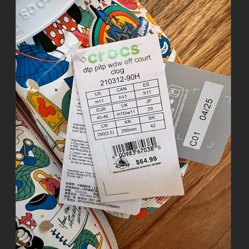 Disney Park Mickey Mouse Play in the Park Clogs for Adults Men's 11 NWT - Picture 2 of 7